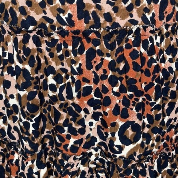 BeachLunchLounge Size M Leopard Print Opal Flowy Tiered Ruffle Boho Blouse $58 - Picture 5 of 13